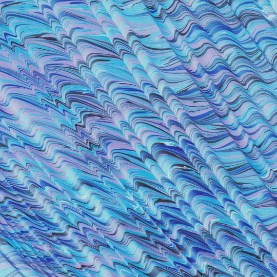 Hand Marbled Paper Spanish Wave Pattern in Blue and Purple ~ Berretti Marbled Arts